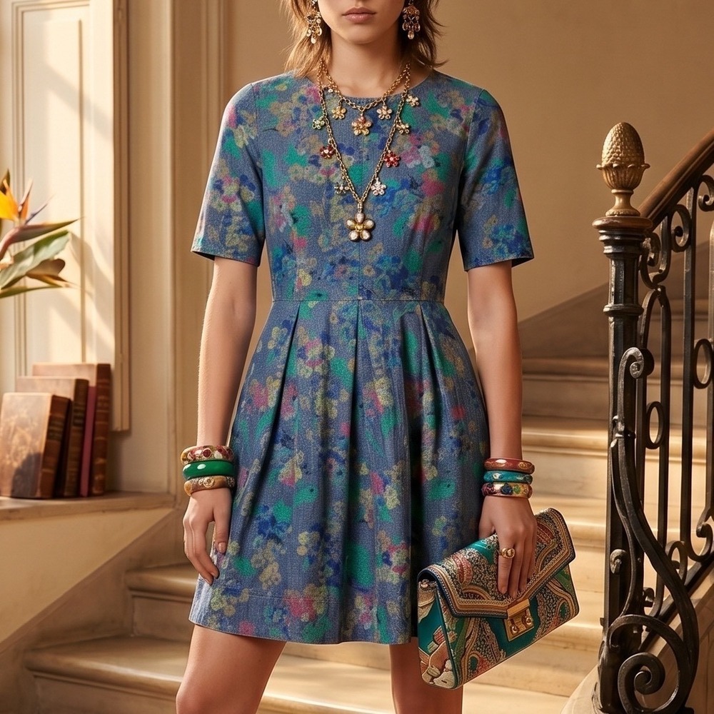 Gap Y2K Floral Mini Dress 0 Festival Cottage Goblincore Garden Fairy Boho Artsy